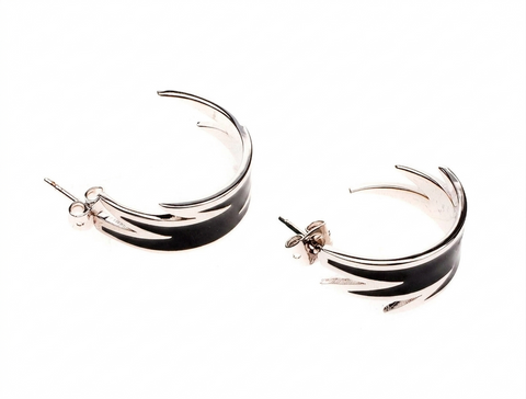 DSQUARED2 Women's Designer Black & Silver Hoop Earrings | DSQUARED2 in Lebanon