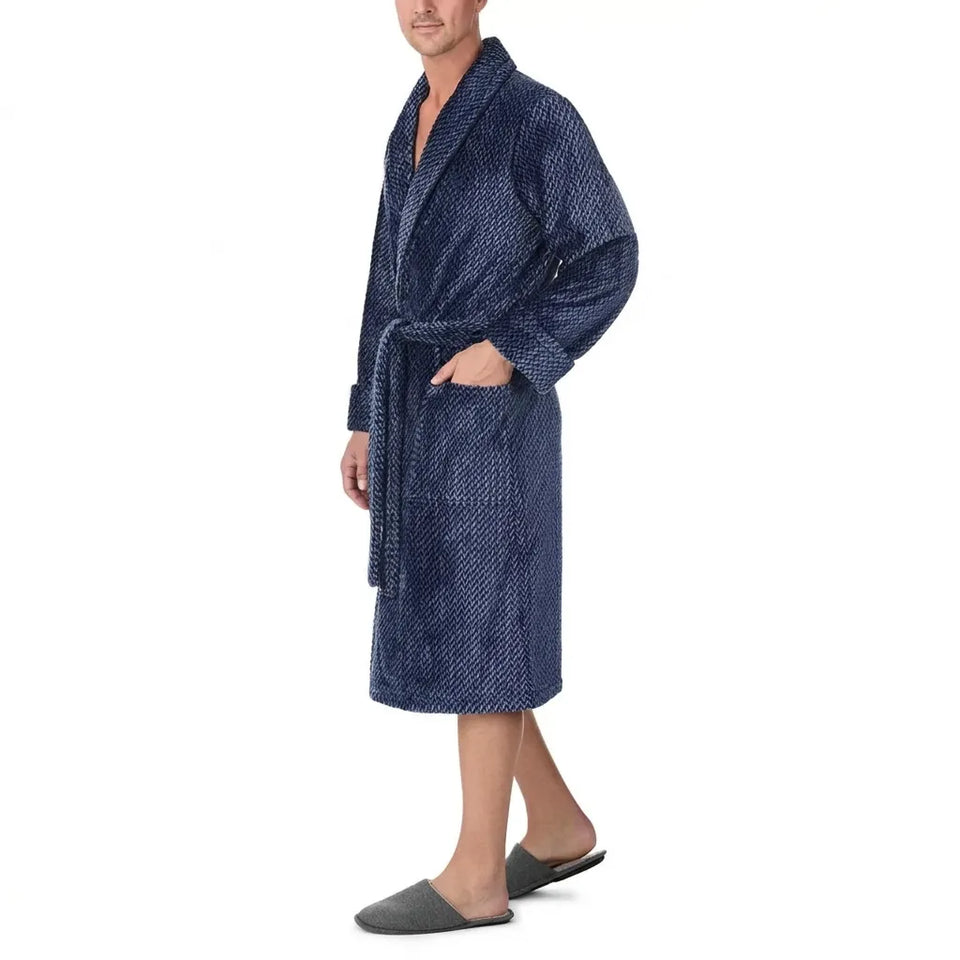 Tommy Bahama Men's Blue Fleece Sleep Robe