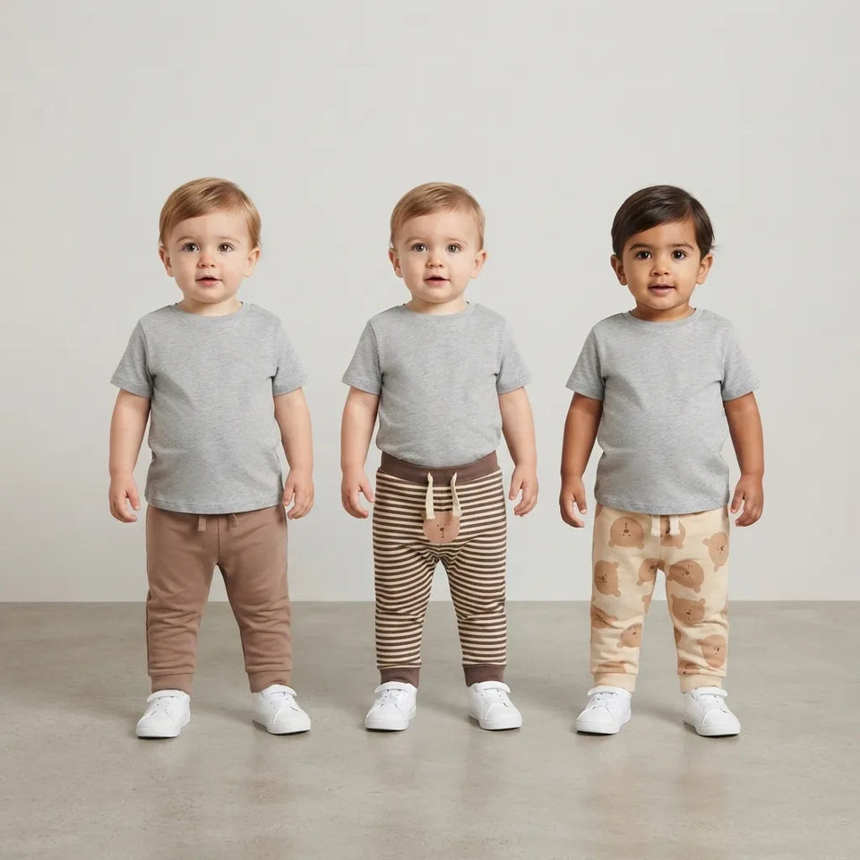 Sinsay Baby Boy's Beige & Brown Bear Printed 3 Pack Pants