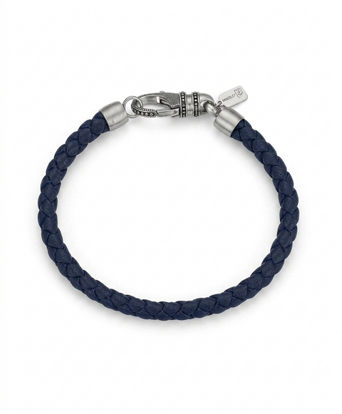 He Rocks Men's Navy  Stainless Steel Leather Bracelet   |He Rocks  in Lebanon