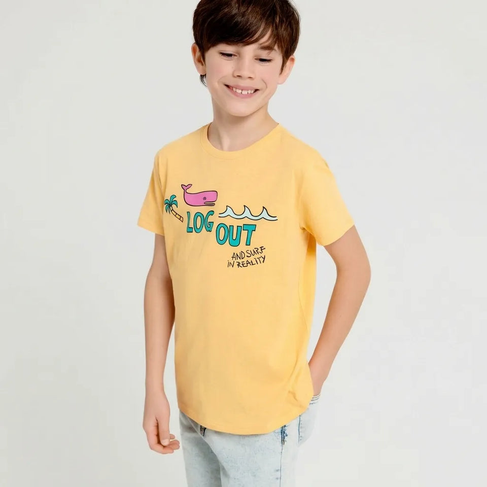 Sinsay Boy's Peach Printed T-Shirt