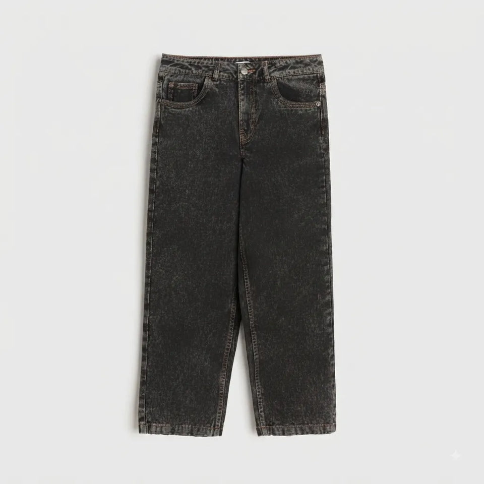 Sinsay Boy's Washed Black Straight Legs Denim Jeans