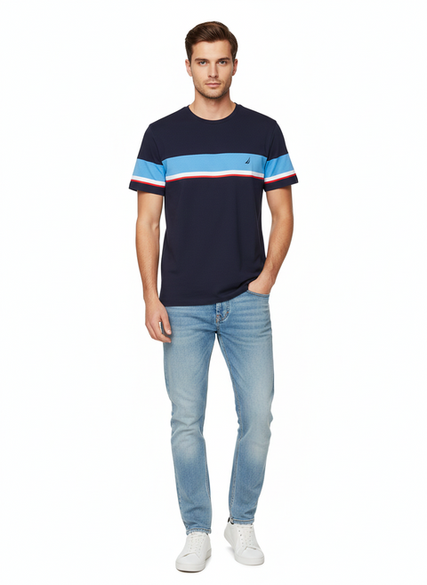 Nautica Men's Navy Striped Crewneck T-Shirt | Nautica in Lebanon