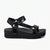 A single black platform sandal with multiple straps, shown in a side profile on a clean white background.