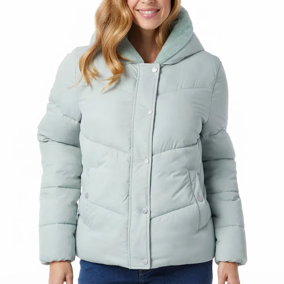 32 Degrees Women’s Mint Green Plush Lined Hood Quilted Jacket