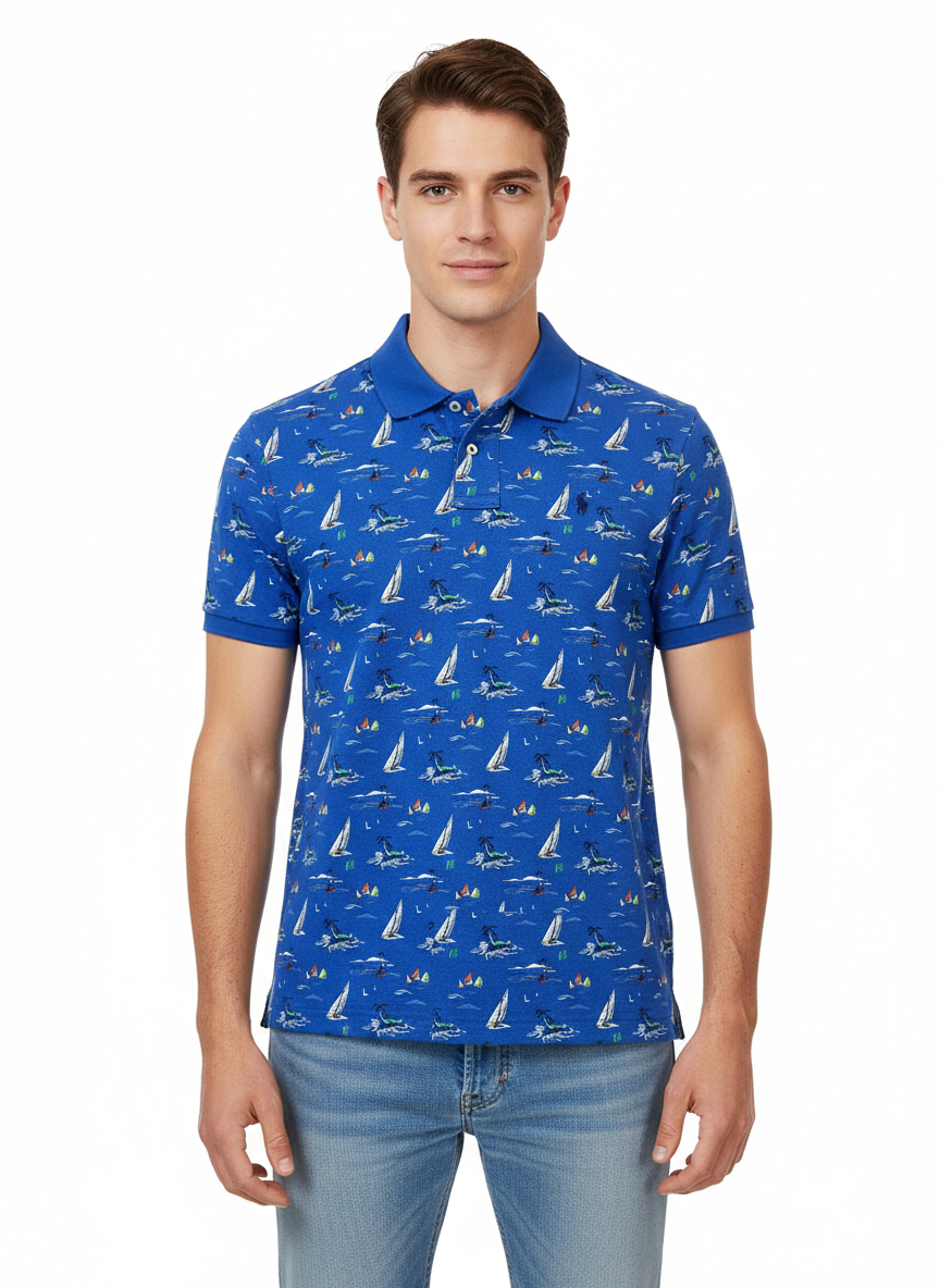 Polo Ralph Lauren Men Blue Sailboat Print Polo Shirt | Polo Ralph Lauren in Lebanon