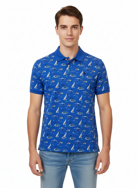 Polo Ralph Lauren Men Blue Sailboat Print Polo Shirt | Polo Ralph Lauren in Lebanon