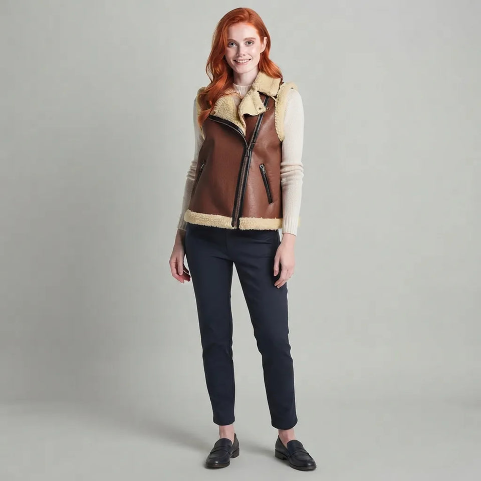 Vera Moda Women's Brown Biker Vest