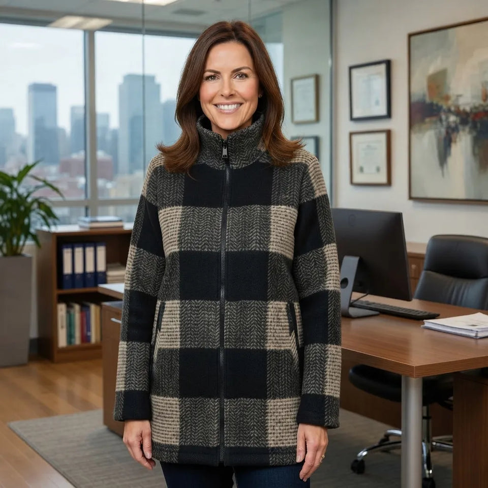 Pendleton Women’s Black & Tan Wool Blend Walker Coat