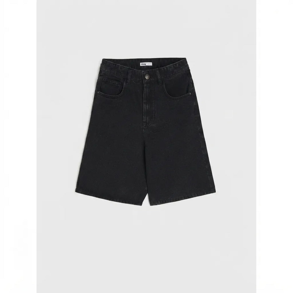 Sinsay Boy's Black Wide-Leg Denim Bermuda Shorts