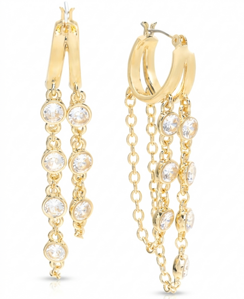 On 34th Women's Gold Chain Cubic Zirconia Drop Earrings |  On 34th in Lebanon