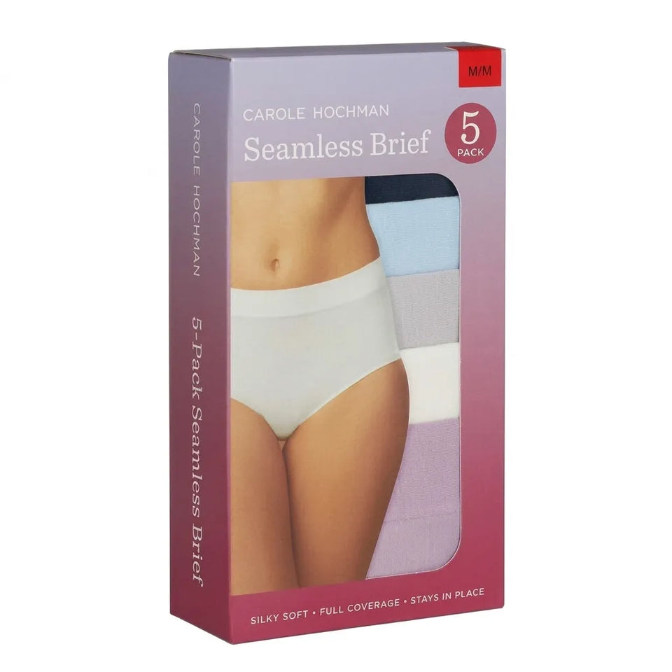 Carole Hochman Women's Multicolor Seamless 5-Pack Briefs