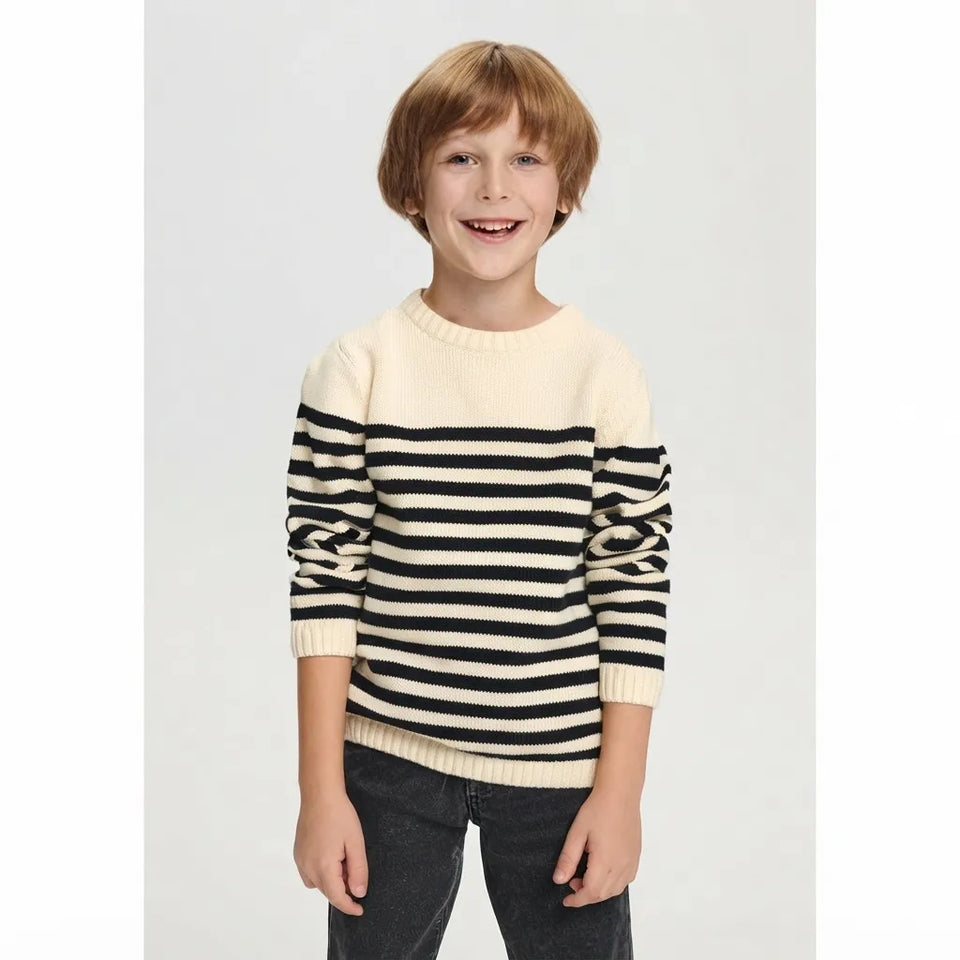 Sinsay Boy's Cream & Black Striped Knit Sweater