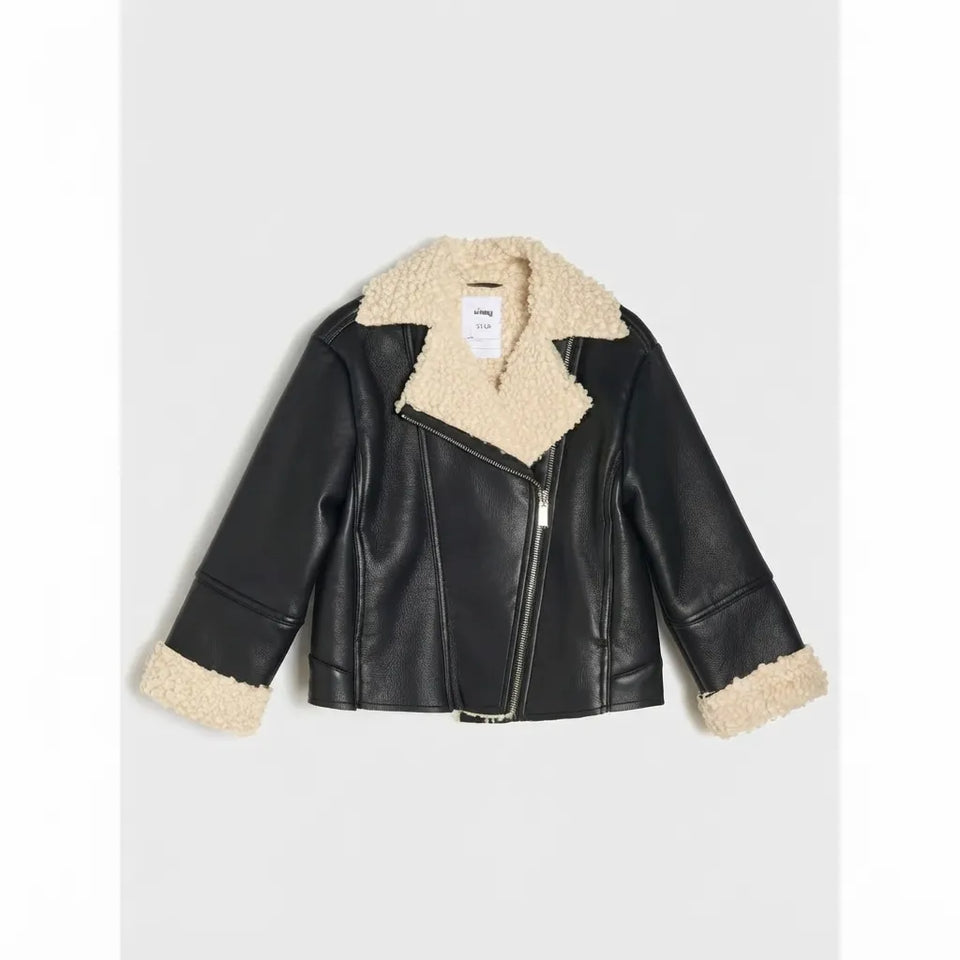 Sinsay Girl's Black Faux Shearling Jacket
