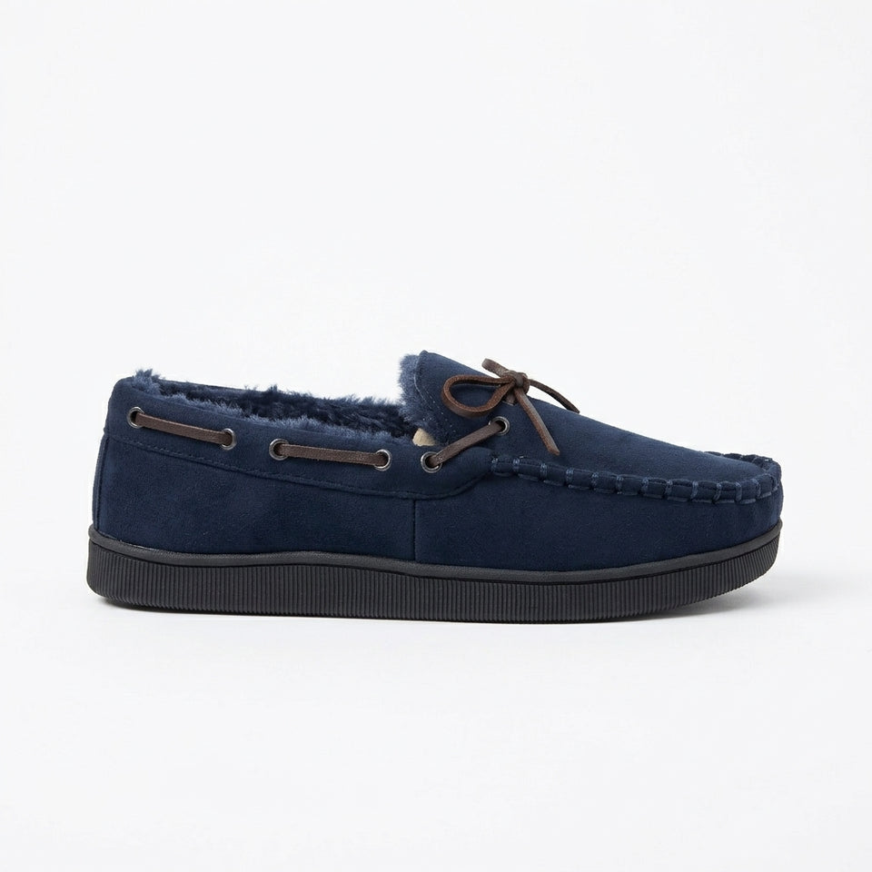Club Room Men's Navy Faux-Suede Moccasin Slippers