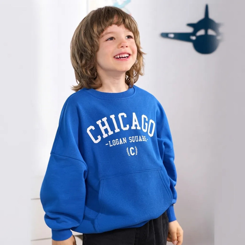 Sinsay Boy's Blue "CHICAGO" Printed Sweatshirt