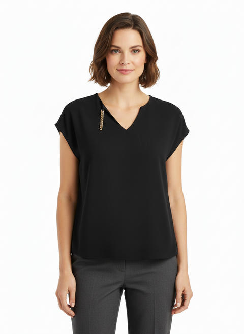 Anne Klein Women's Black V-Neck Blouse | Anne Klein in Lebanon