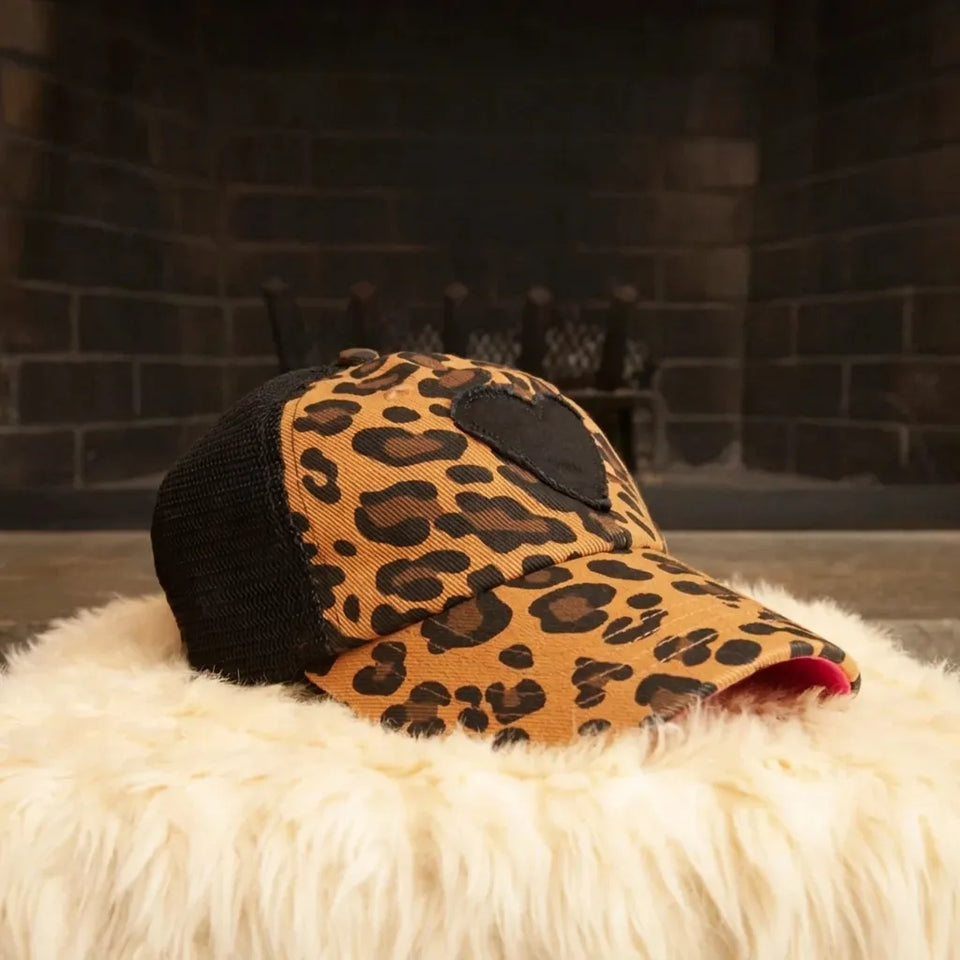 Shady Lady Women's Black & Tan Leopard Lady Trucker Cap