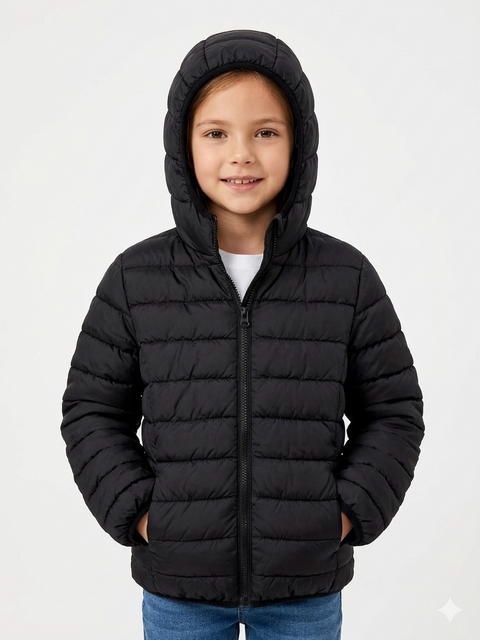 Sinsay Girls' Black Hooded Puffer Jacket | Sinsay in Lebanon