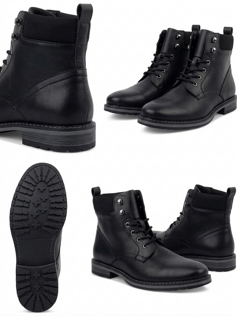Club Room Men's Black Faux Leather Lace-up Ankle Boot | Club Room In Lebanon