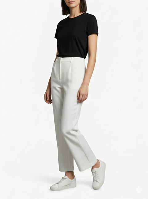 Sinsay Women's Cream High-Waist Straight Leg Trousers | Sinsay in Lebanon