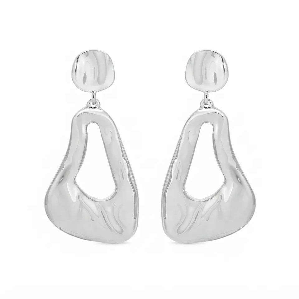 Ettika Women's Silver Molten Drop Earrings