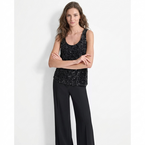 Dkny Women Silver Sequined Scoop-Neck Tank Top | Dkny in Lebanon