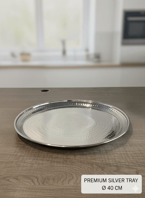 Lucky Tiger Stainless Steel Deluxe Round Tray 40cm Hammered (DRTHM-40)