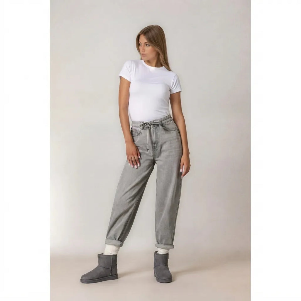 Sinsay Women's Light Gray High-Rise Balloon Leg Jeans