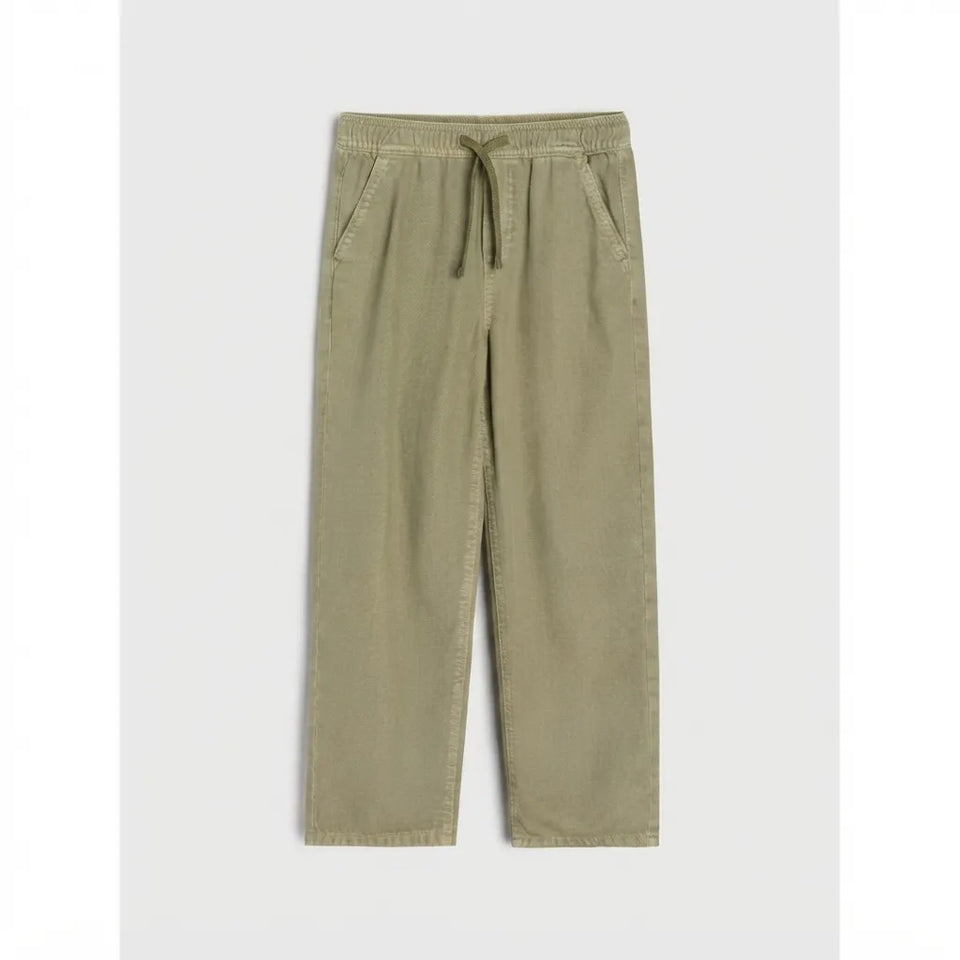 Sinsay Boy's Sage Green Washed Cotton Twill Jogger Pants