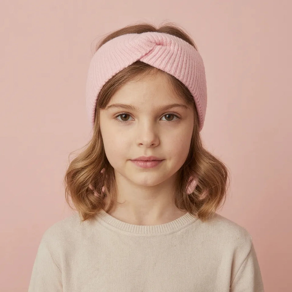 Sinsay Girl's Light Pink Ribbed Knit Twisted Headband