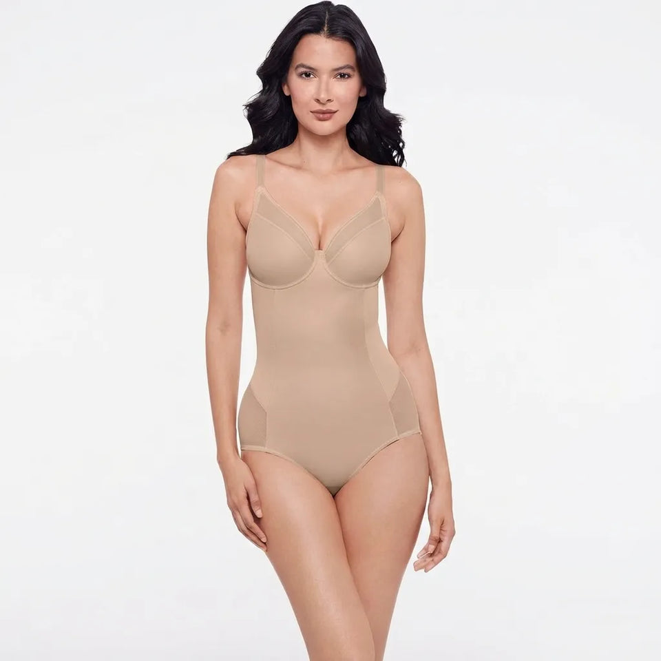 Miraclesuit Women's Beige Sexy Sheer Shaping Bodysuit