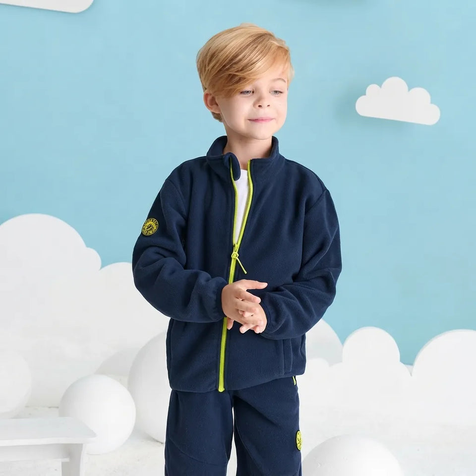 Sinsay Boy's Navy & Green Zippered Mock Neck Jacket
