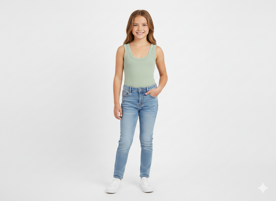 Ultra Flirt Girls’ Sage Green Ribbed Scoop Neck Bodysuit | Ultra Flirt in Lebanon