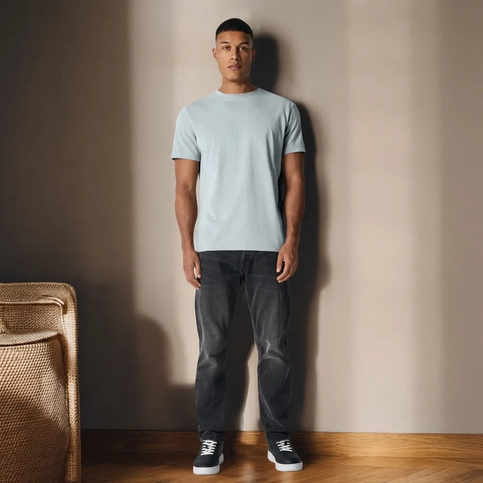Sinsay Men's Light Blue Basic Crew Neck T-Shirt