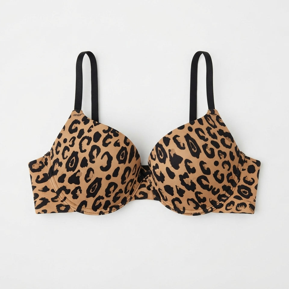 Catherine Malandrine Women's Beige Leopard Print Everyday Comfort Bra
