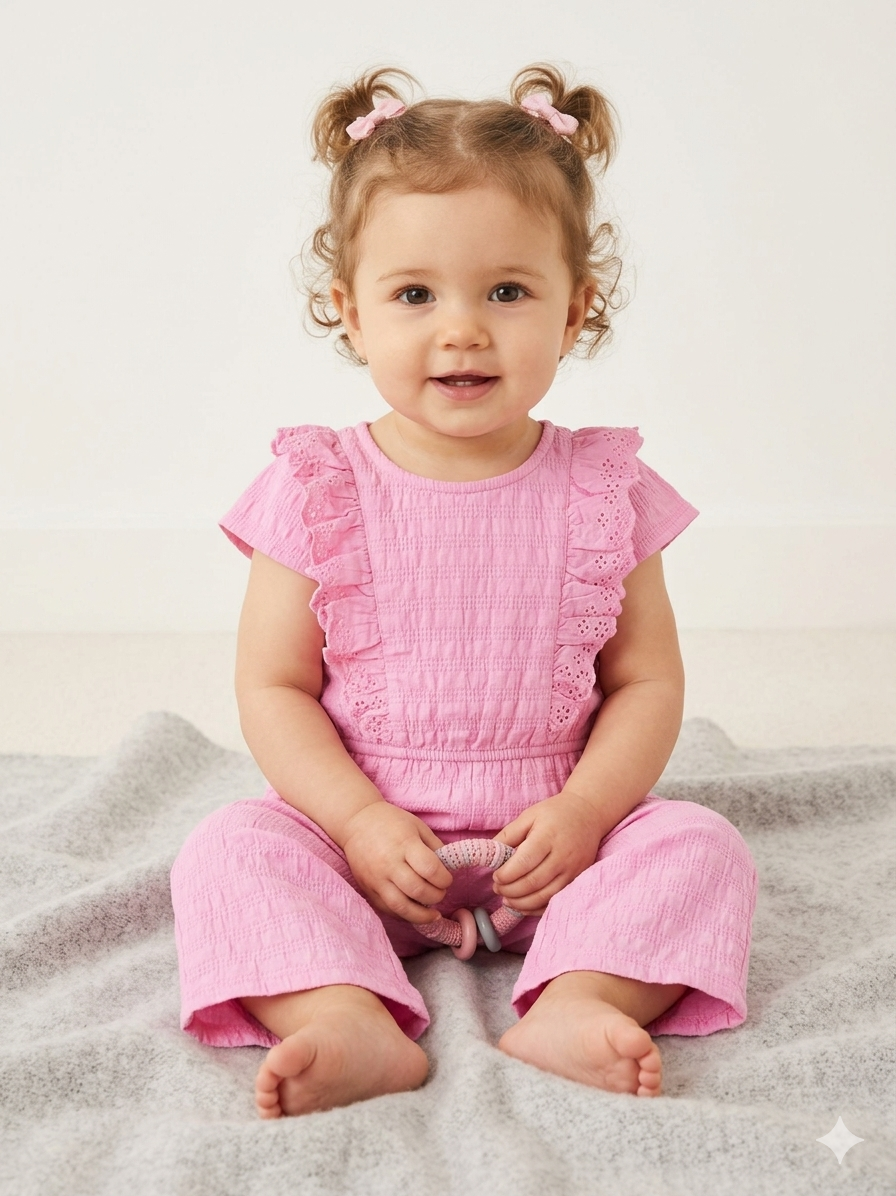 Sinsay Baby Girl's Pink Ruffled Muslin Overall