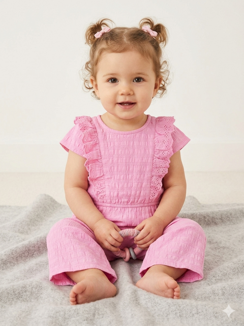 Sinsay Baby Girls’ Pink Ruffled Muslin Overall | Sinsay in Lebanon