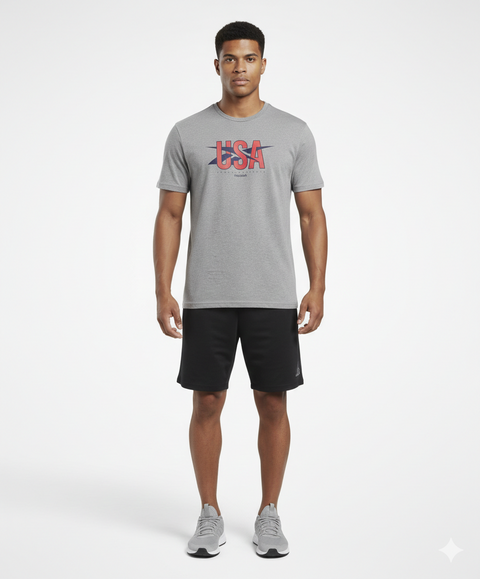 Reebok Men's  Heather Grey USA Graphic T-Shirt | Reebok in Lebanon