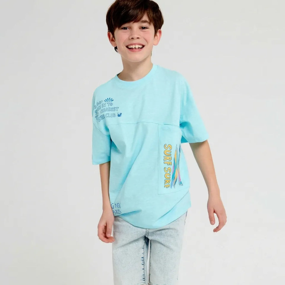 Sinsay Boy's Light Blue Side Pocket Printed T-Shirt