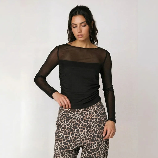 Sinsay Women's Black Sheer Sleeves Blouse