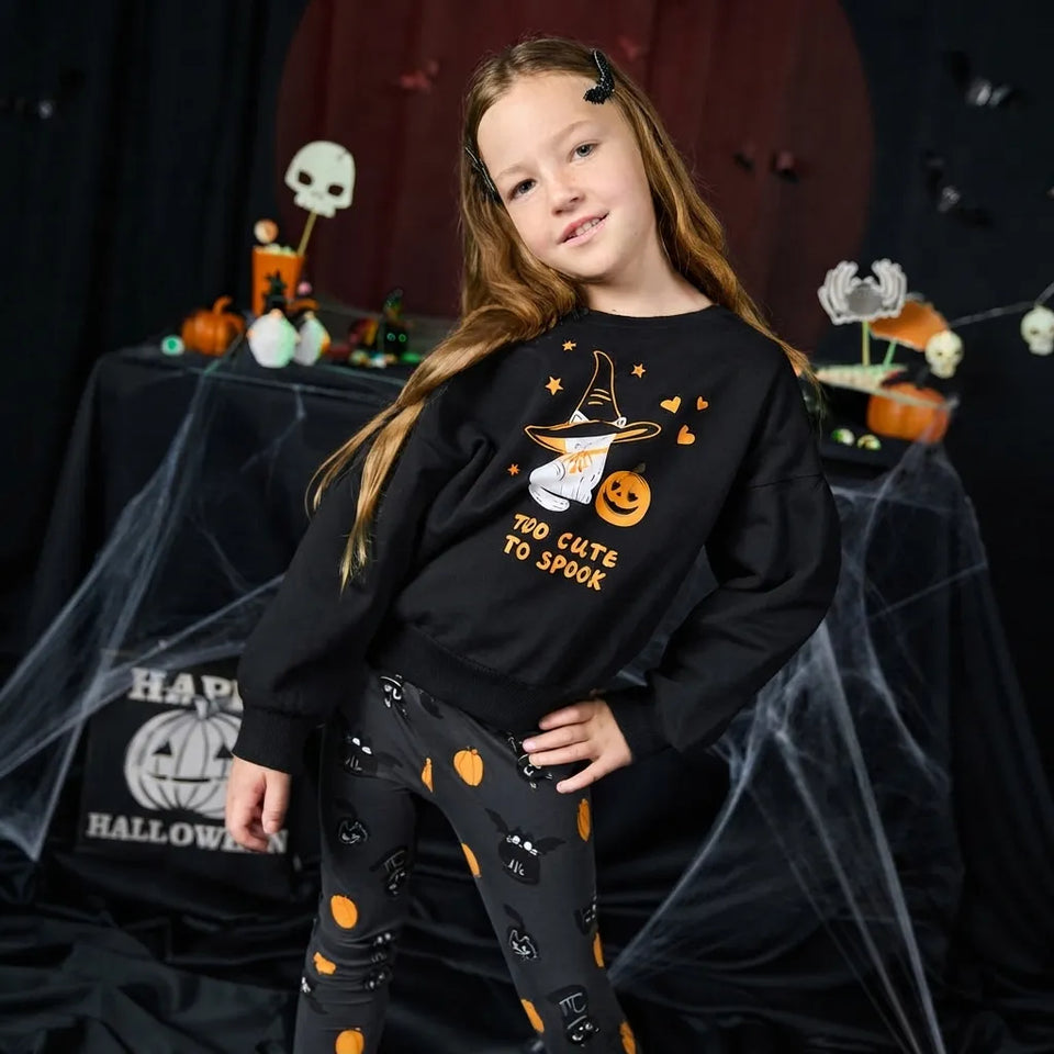 Sinsay Girl's Black Halloween Graphic Sweatshirt