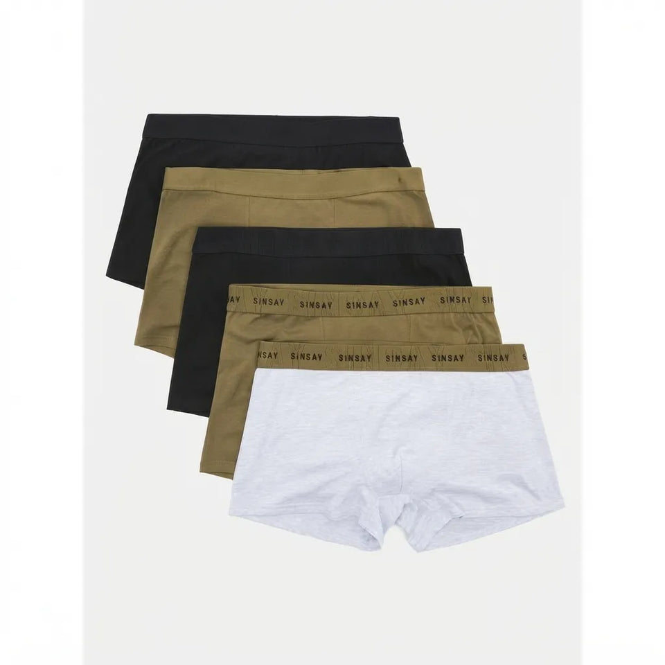 Sinsay Men's White/Black/Khaki 5-Pack Boxers