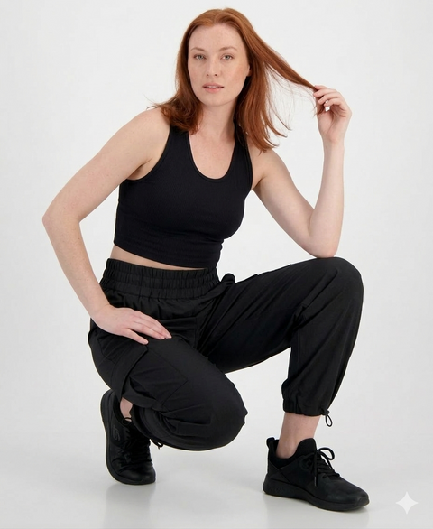 Ideology Women’s Black Ribbed Crop Tank & Cargo Joggers | Ideology in Lebanon