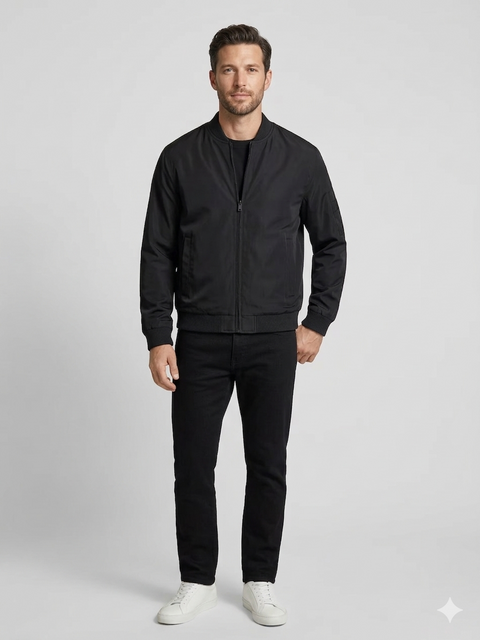 Sinsay Men's Black Wheel Neck Bomber Jacket|Sinsay In Lebanon