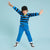 Sinsay Boy's Blue & Black Striped Chest Printed Sweatshirt