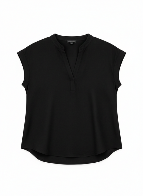 Vince Camuto Women's Black V-Neck Cap Sleeve Blouse | Vince Camuto in Lebanon