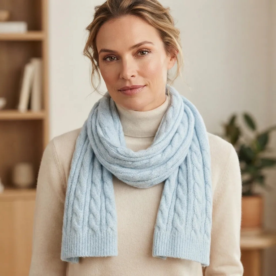 Style & Co Women's Baby Blue Cable Knit Scarf