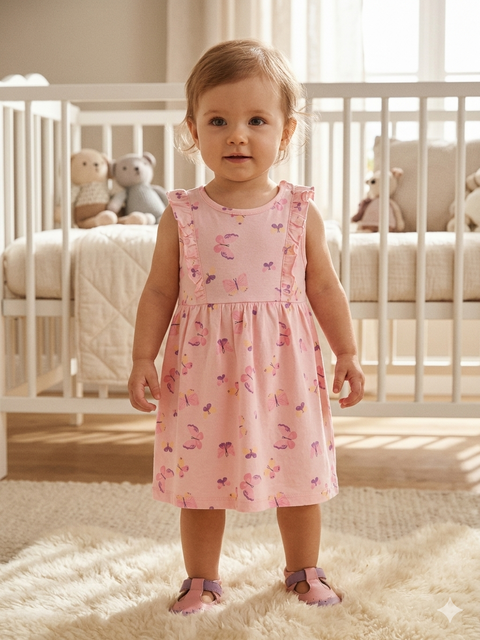 Sinsay Baby Girls’ Pink Butterfly Ruffle Dress | Sinsay in Lebanon