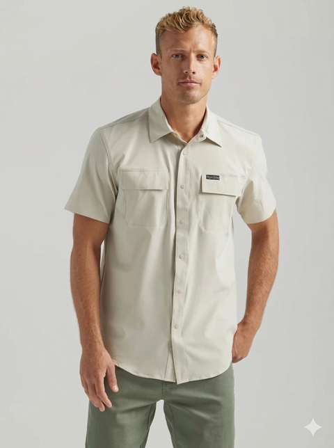 Wrangler Men's  Light Beige Short Sleeve Shirt |Wrangler in Lebanon